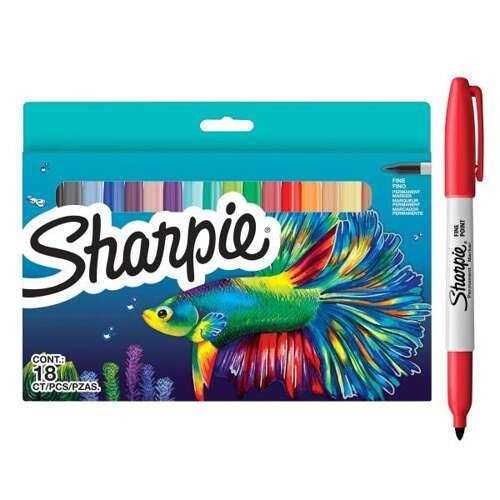Marker permanentny 18kol Sharpie Fine 2201230 / 2203616 kartonowe pudełko z zawieszką